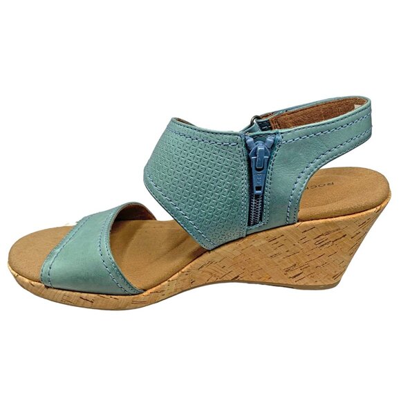 Rockport Cascade Blue Leather Strappy Slingback Zip Wedge Sandals NEW!! - Picture 8 of 13